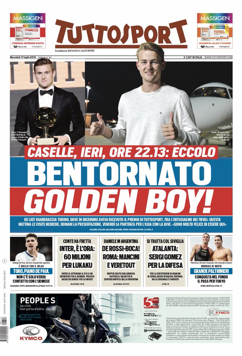 Italian Newspaper Reaction Juventus De Ligt
